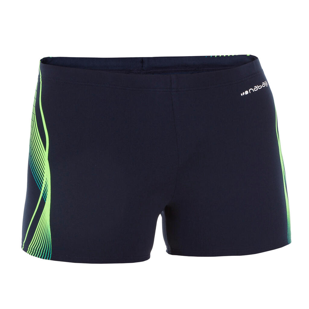 MEN'S SWIMMING BOXERS 500 FIT - BLUE CADRO GREEN