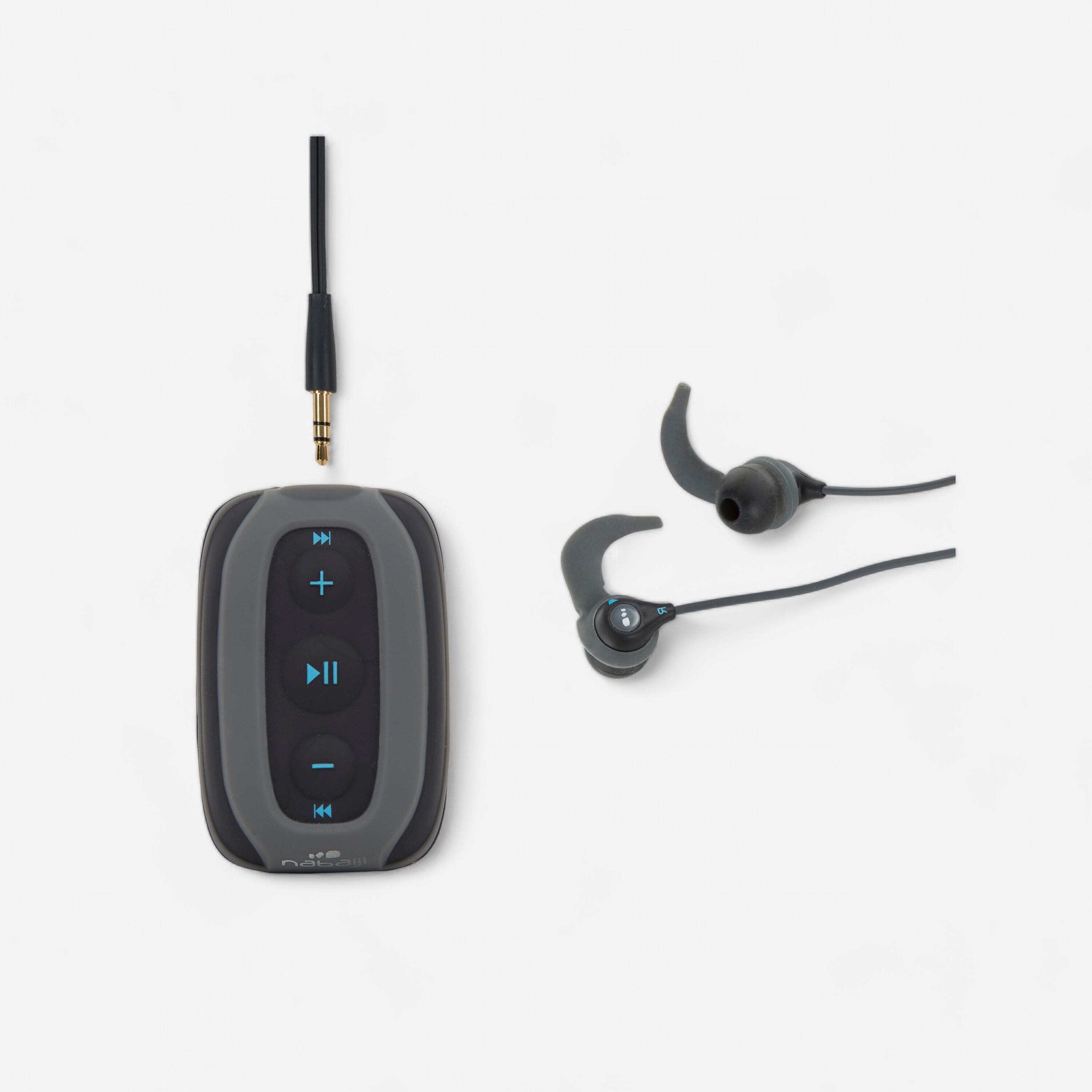 Waterdichte mp3-speler en oortjes voor zwemmen swimmusic 100 v3 zwart/blauw