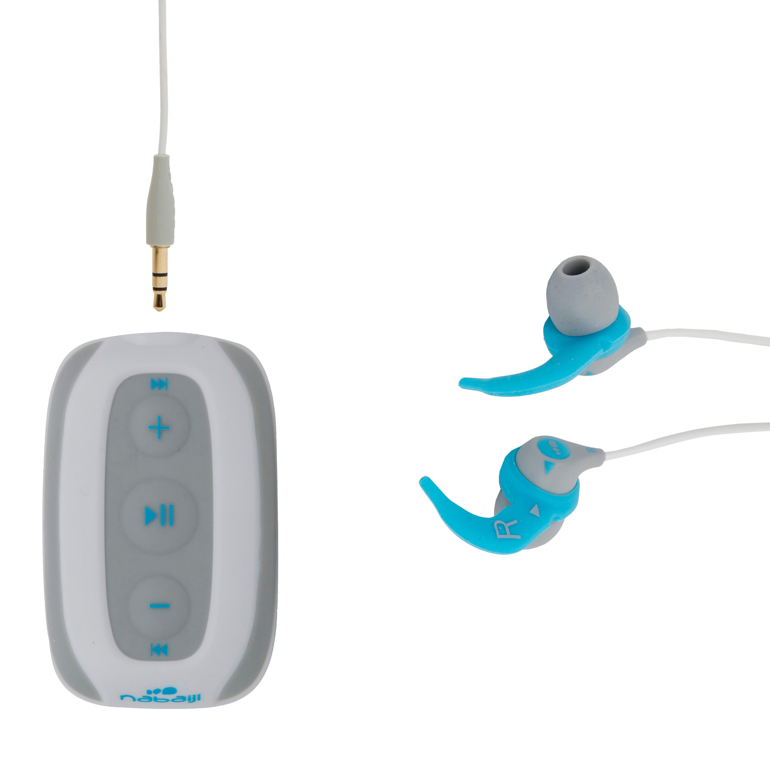 NABAIJI Watertight SwimMusic 100 V3 MP3 Player and Headphones - White Blue