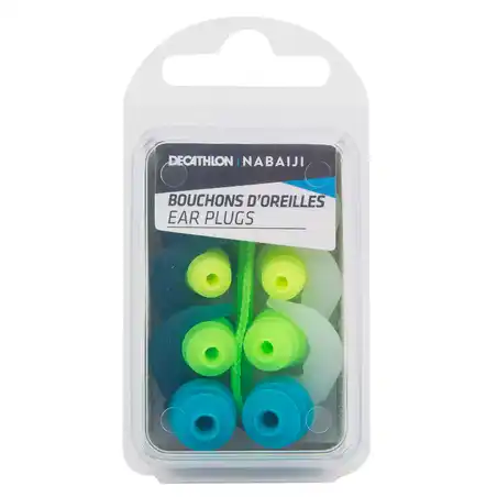 FIR TREE SHAPED SILICONE SWIMMING EAR PLUGS - 3 SIZES - MULTICOLOURED