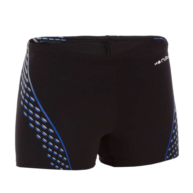 NABAIJI 500 FIT BOY'S BOXER SWIM SHORTS BLACK TAB GREY...