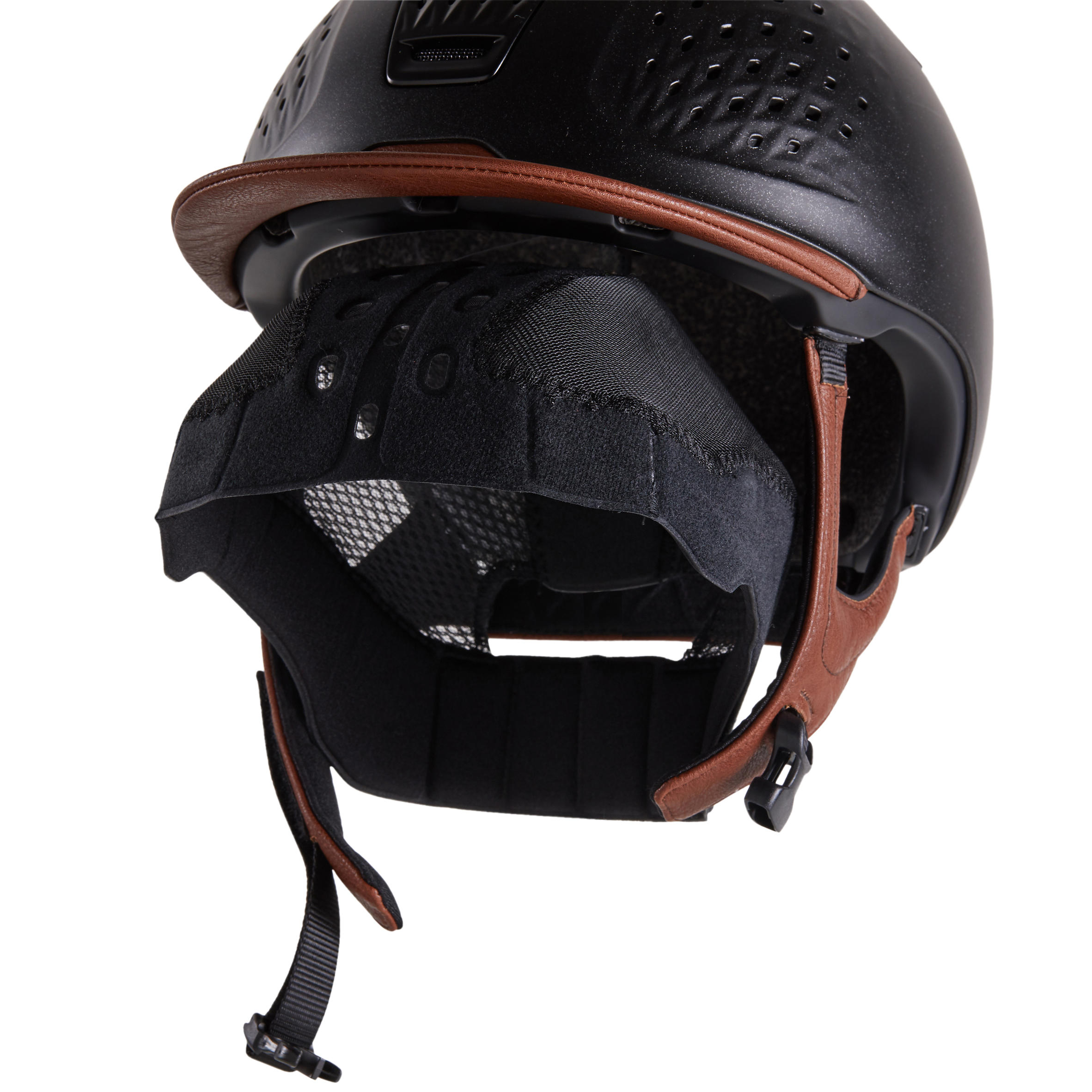 Casque équitation 900 marron/noir + sac - FOUGANZA