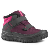 Ботинки для походов зимние водонепроницаемые детские размер 24-32 на липучке фиолетово-розовые SH100 WARM Quechua
