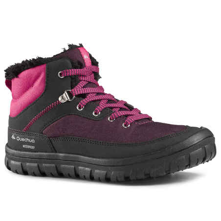 Rožnati topli vodoodporni pohodniški čevlji z vezalkami SH100 WARM za  otroke - Decathlon