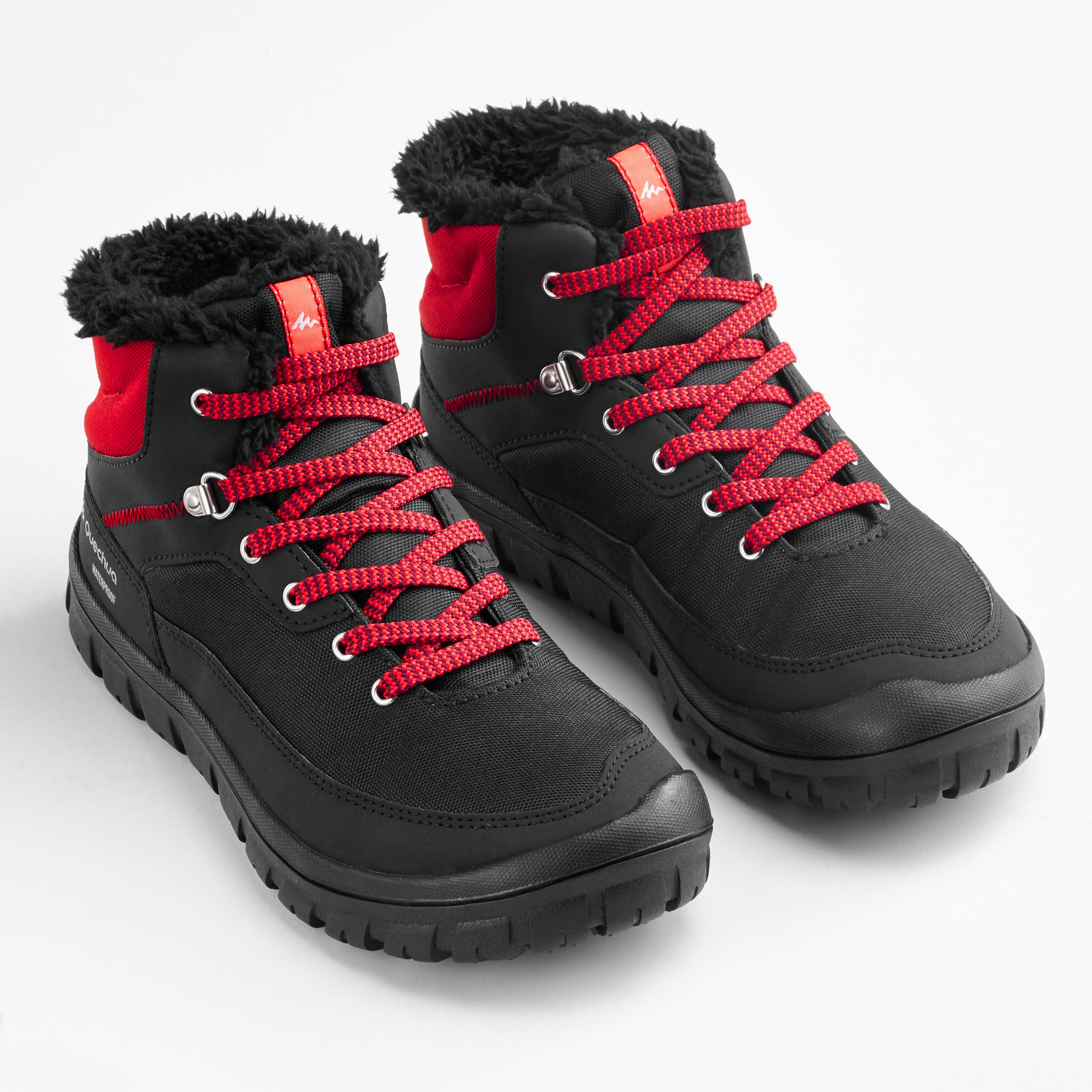 Kid's Mid-Season Boots - SH 100 Black/Red - QUECHUA