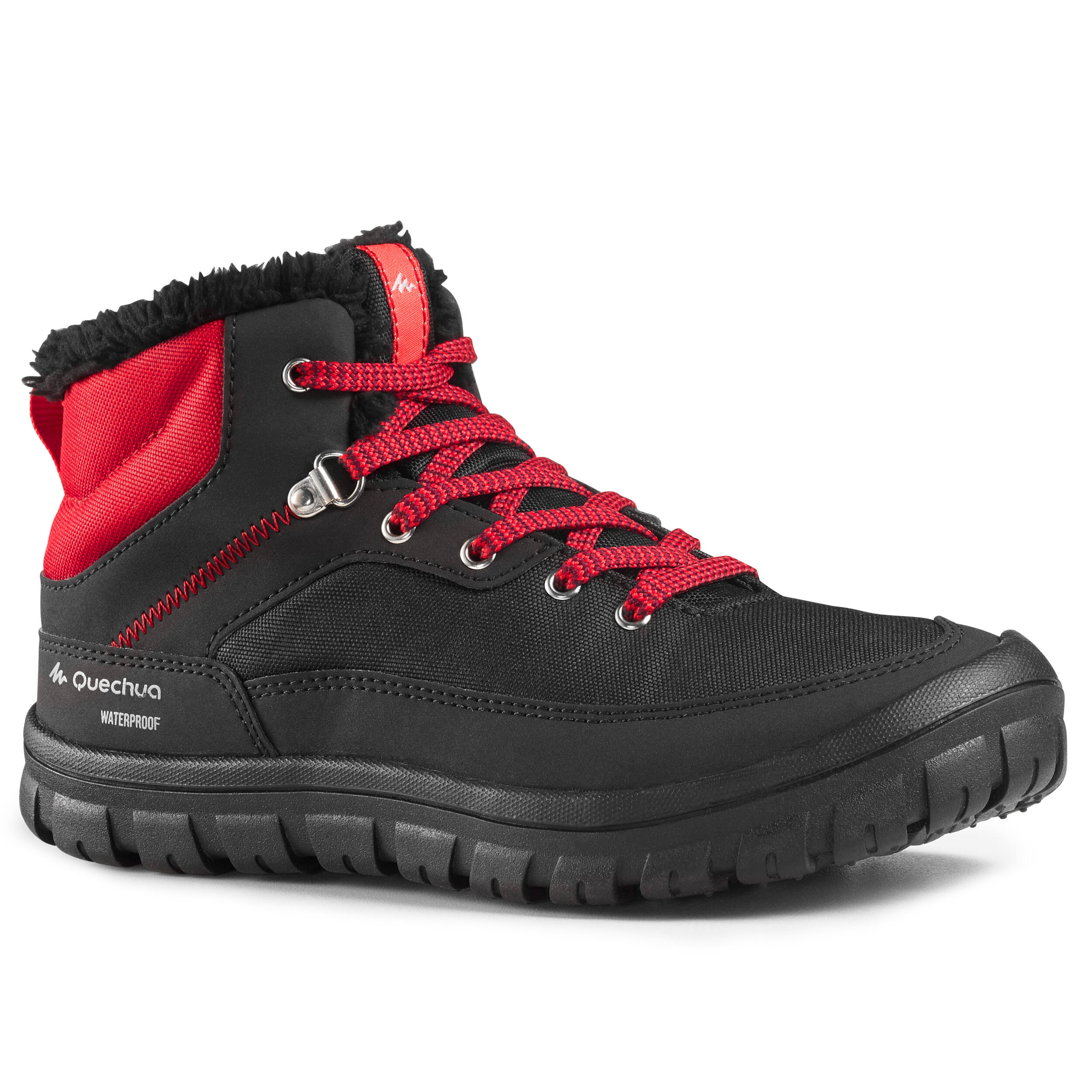 Bottes d'hiver enfant - SH100 noir/rouge - QUECHUA