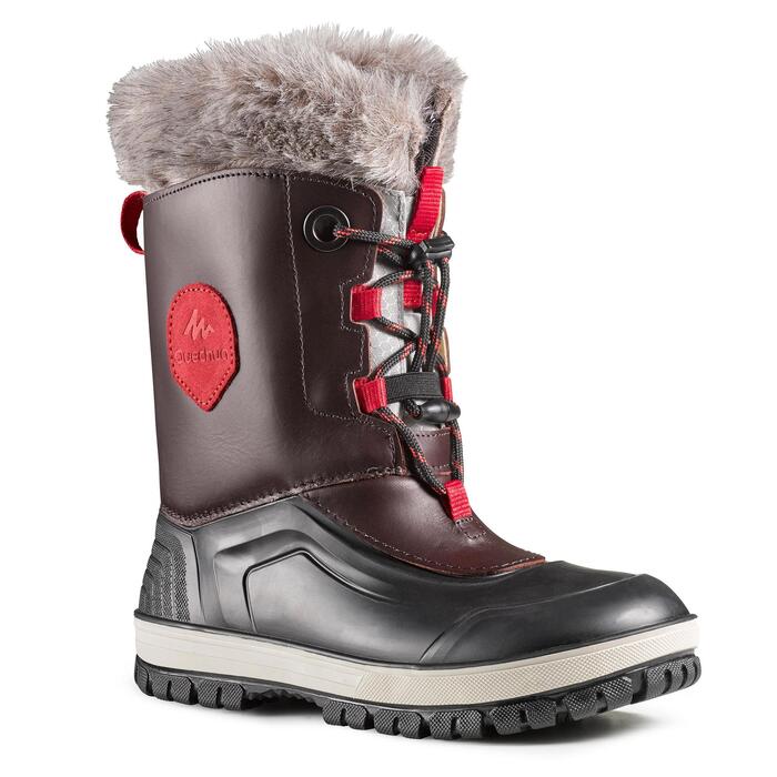 Bottes de randonnée neige enfant SH500 x-warm cuir noir ...