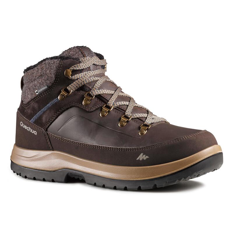 Chaussures de randonnée neige homme SH500 x-warm mid marrons.