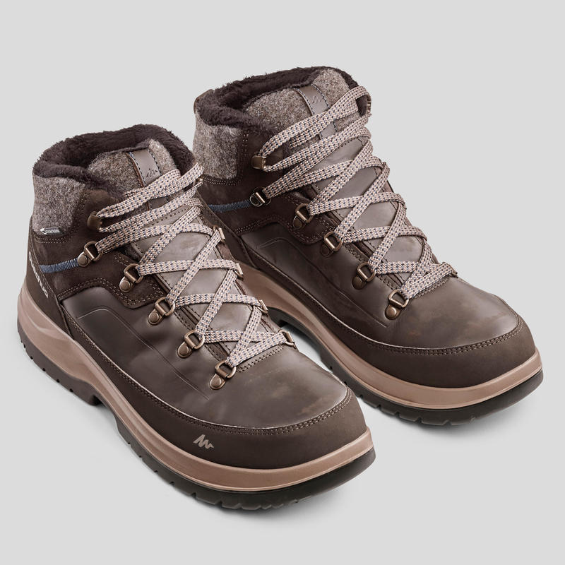 รองเท้าหุ้มข้อผู้ชายมีคุณสมบัติกันหนาวสำหรับใส่เดินป่าลุยหิมะรุ่น SH500 (สีน้ำตาลแดง)