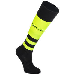 Chaussettes hautes de rugby enfant R500 jaune / noir