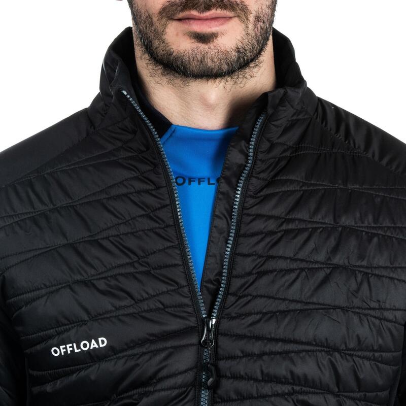 Ragbyová prošívaná bunda na zip Club Coach Rugby 500 černá