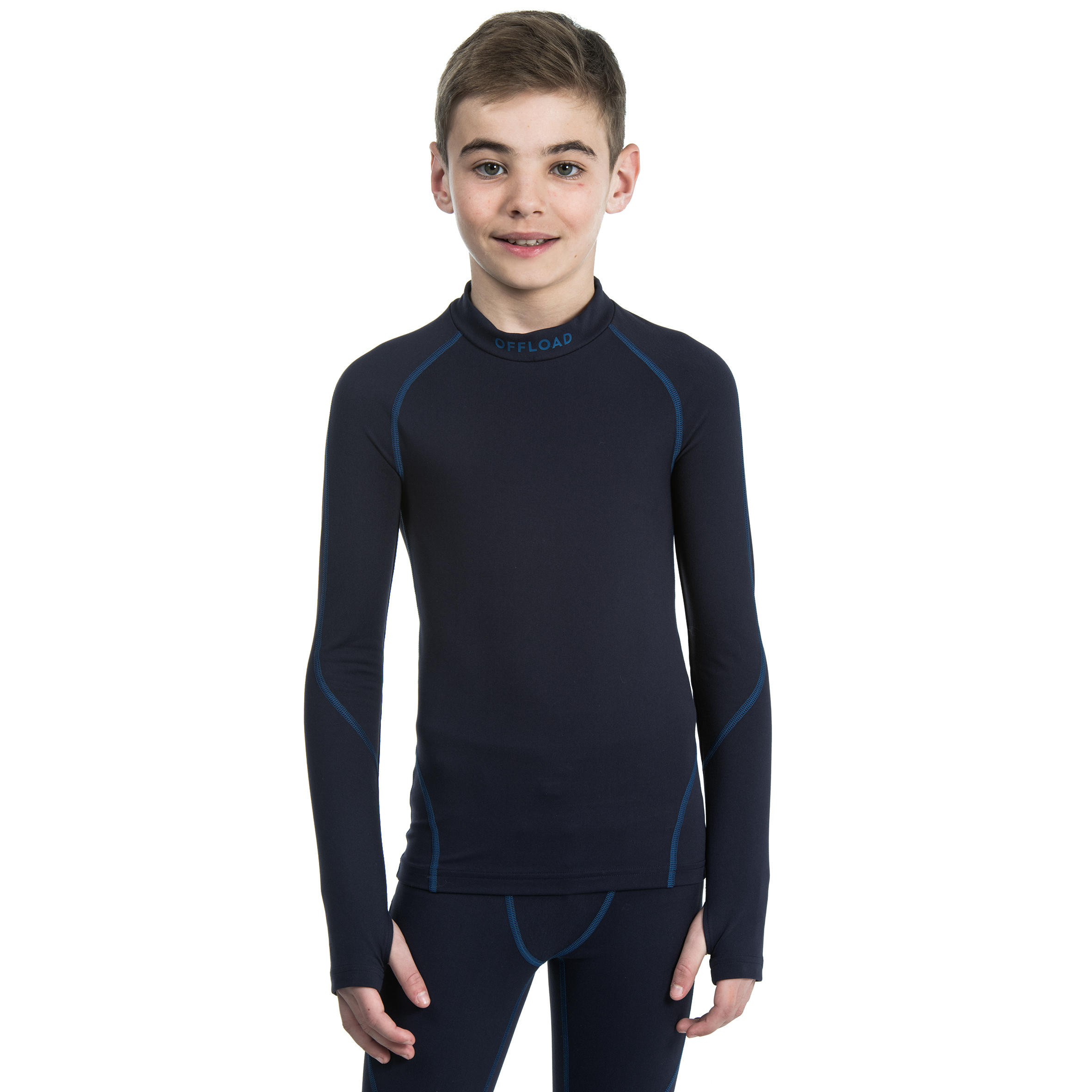 R500JR Kids' Rugby Long-Sleeved Base Layer - Blue 2/14