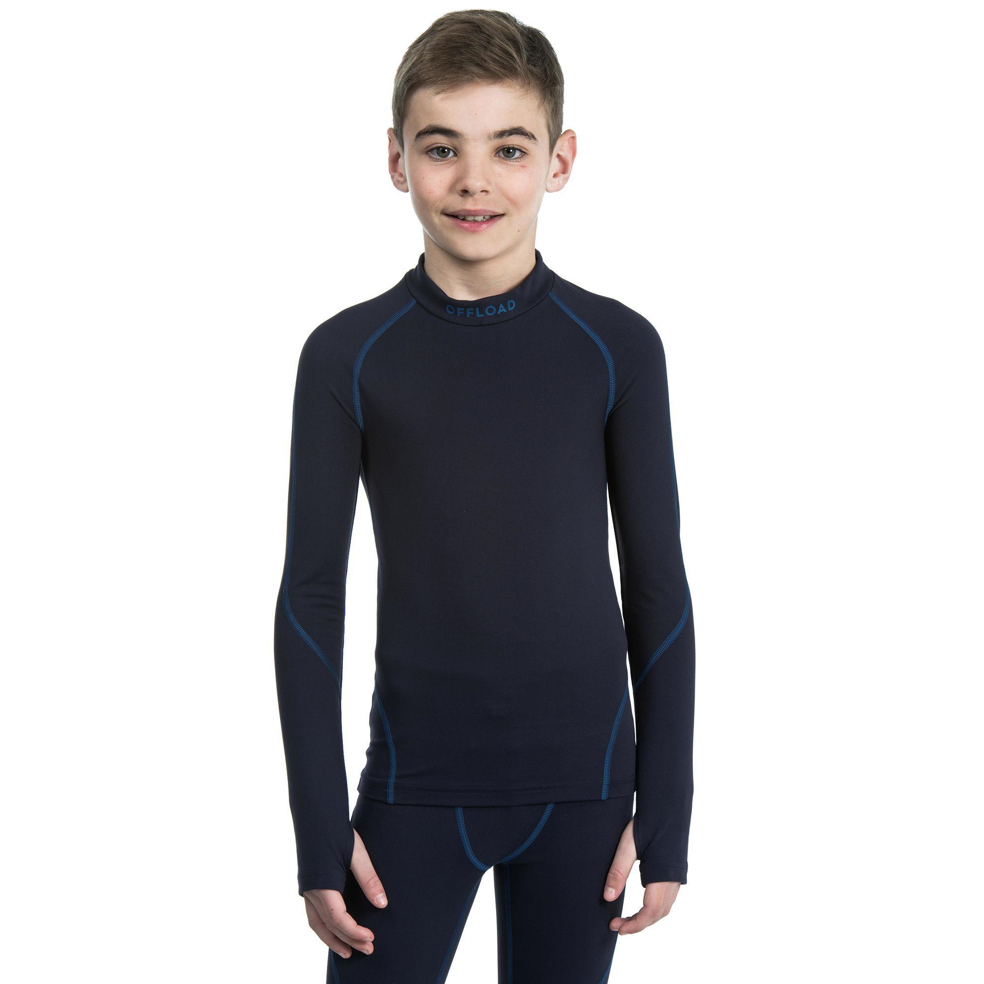 Long-sleeved rugby undershirt R500 child blue