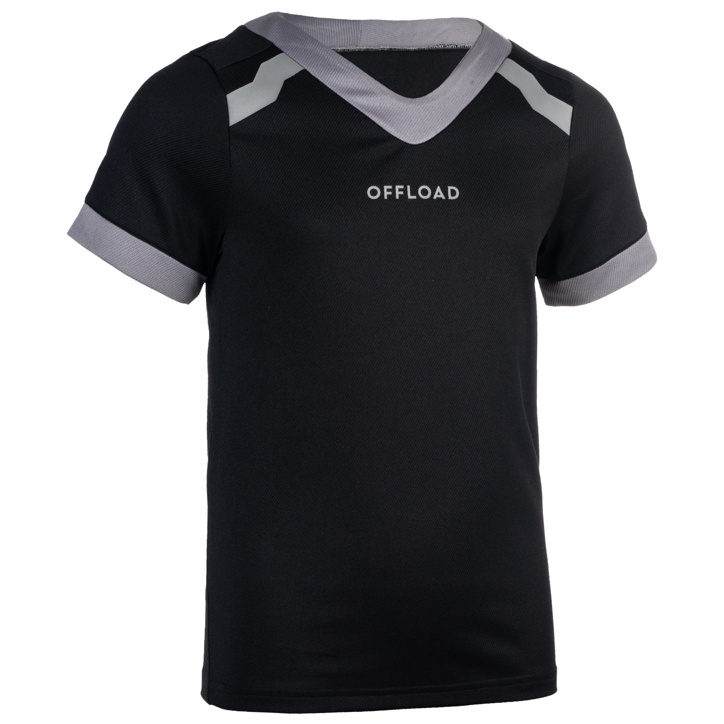 Camiseta de Rugby Offload R100 Niños Negro Gris 4/7