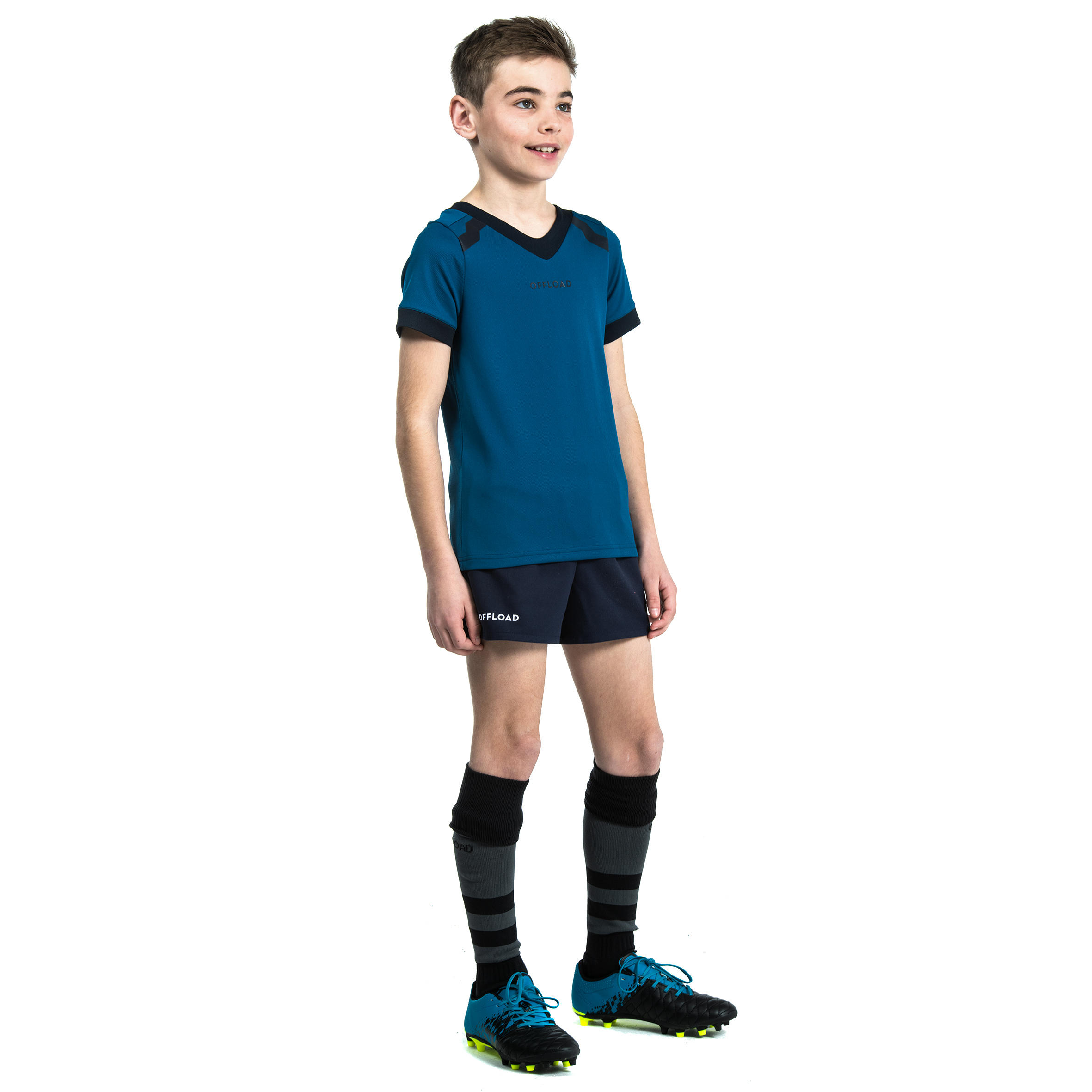 Kids' Short-Sleeved Rugby Shirt R100 - Blue 7/7