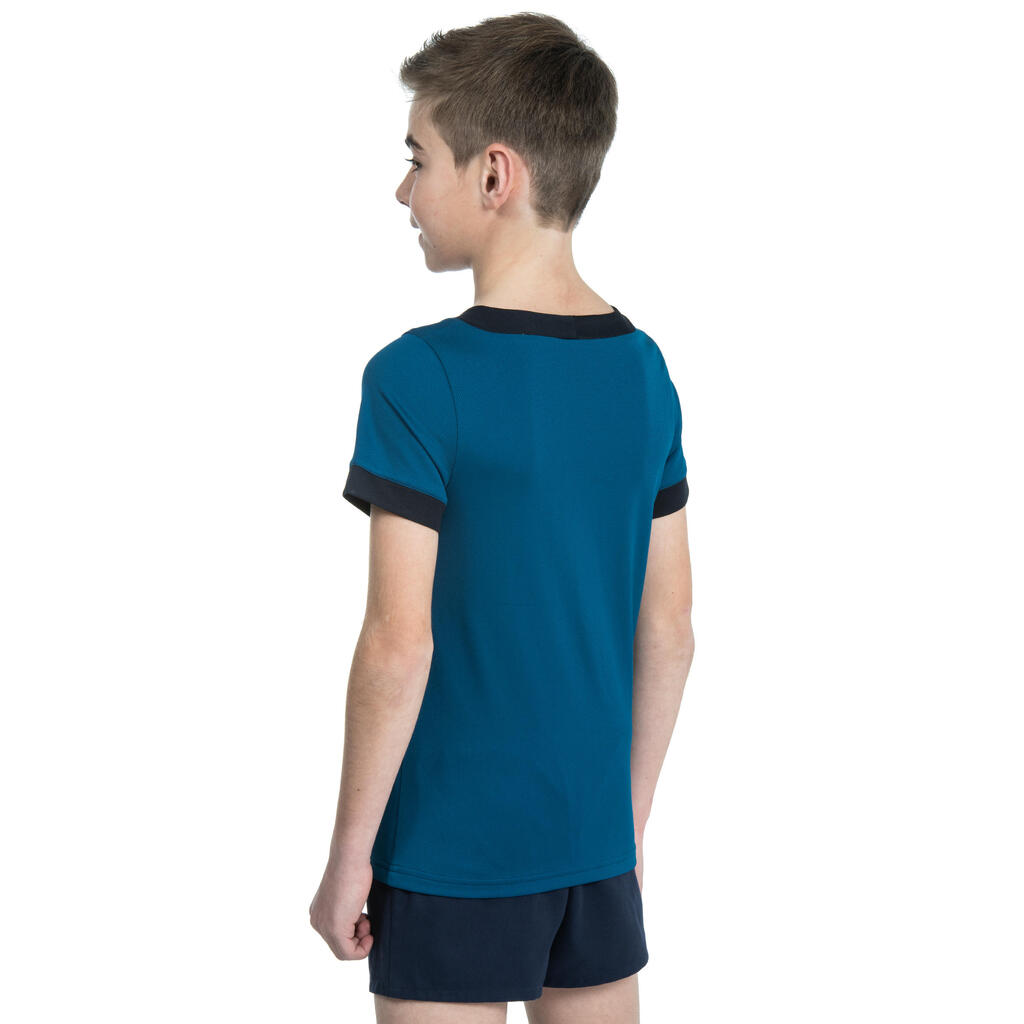 Kids' Short-Sleeved Rugby Shirt R100 - Blue