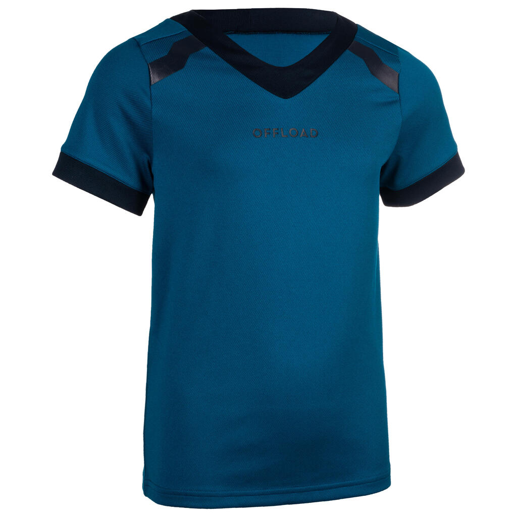 Kids' Short-Sleeved Rugby Shirt R100 - Blue