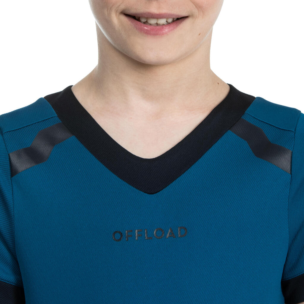 Kids' Short-Sleeved Rugby Shirt R100 - Blue