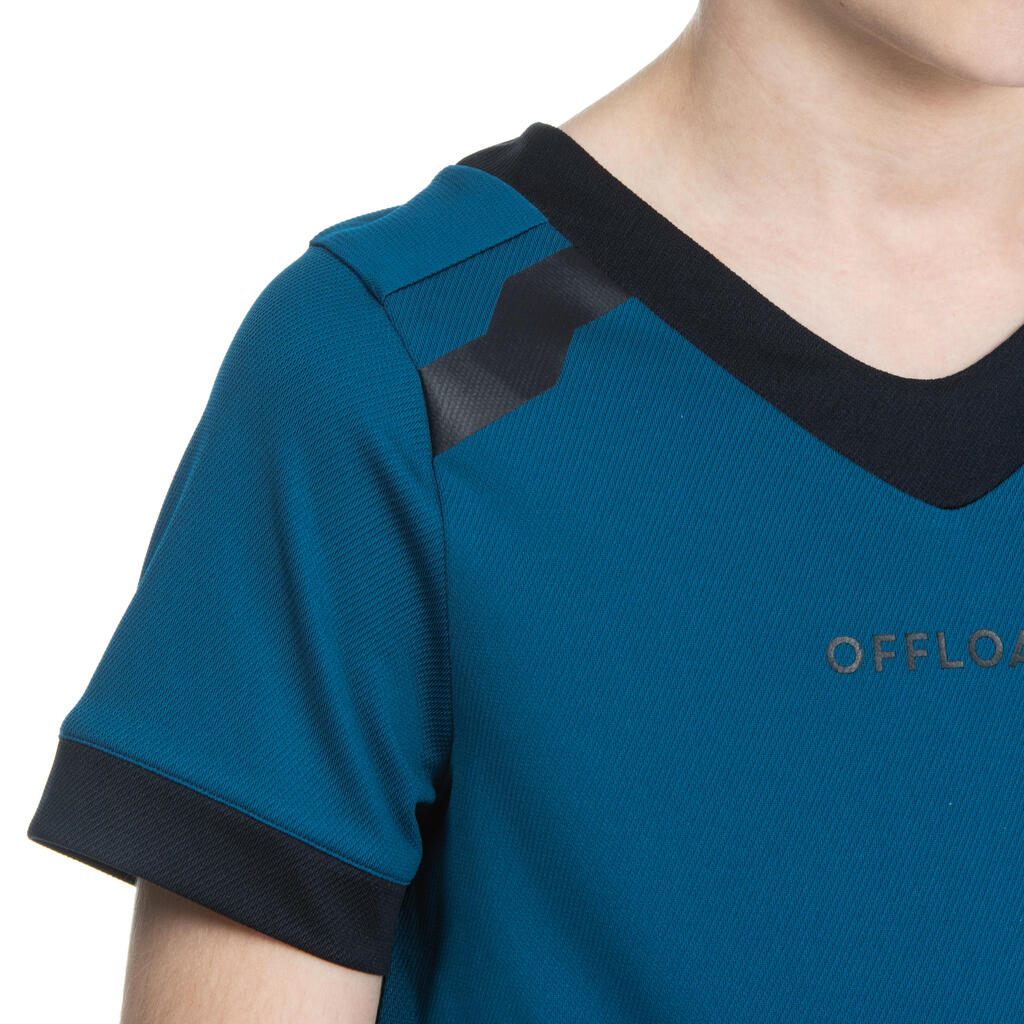 Kids' Short-Sleeved Rugby Shirt R100 - Blue