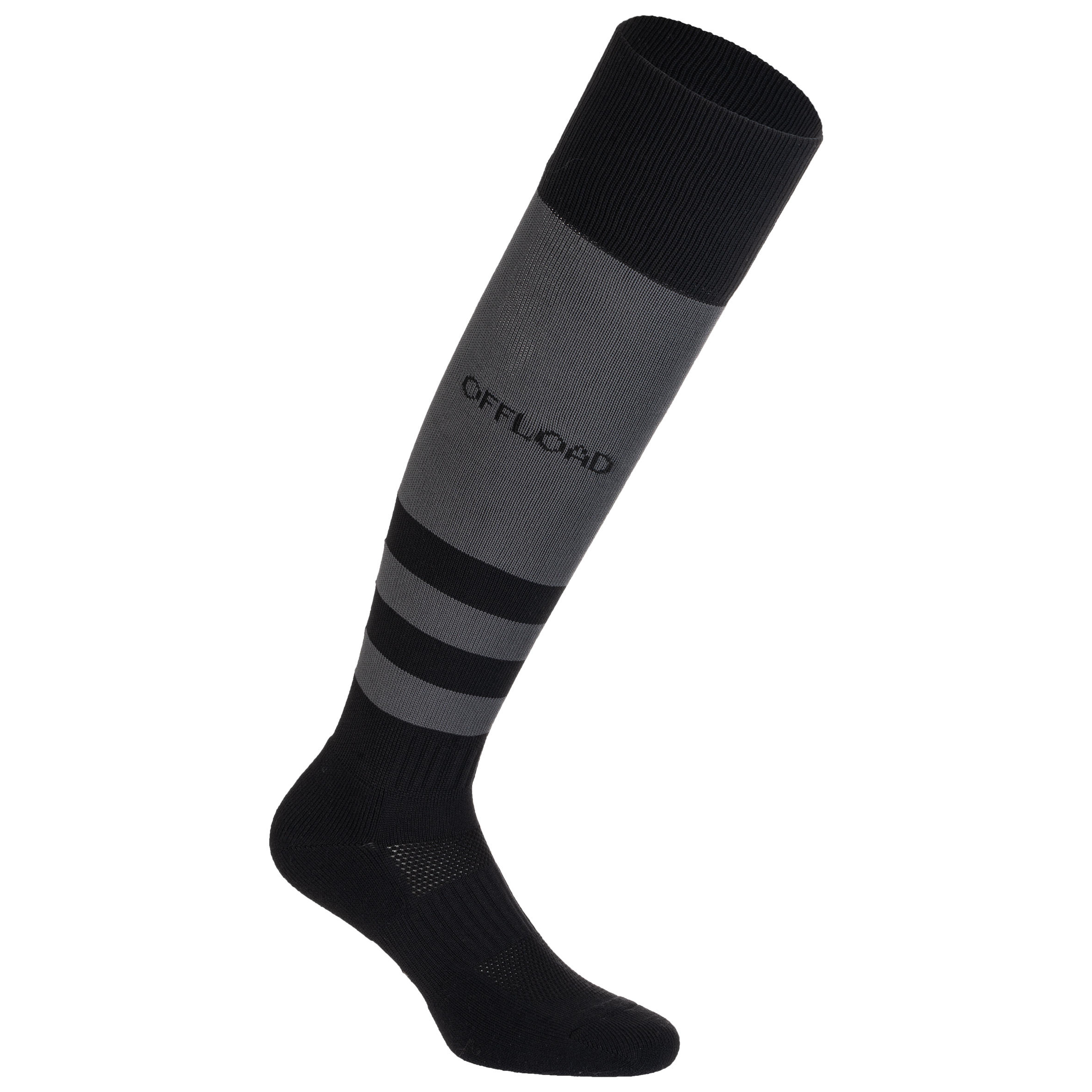 Children's high rugby socks - R500 black grey