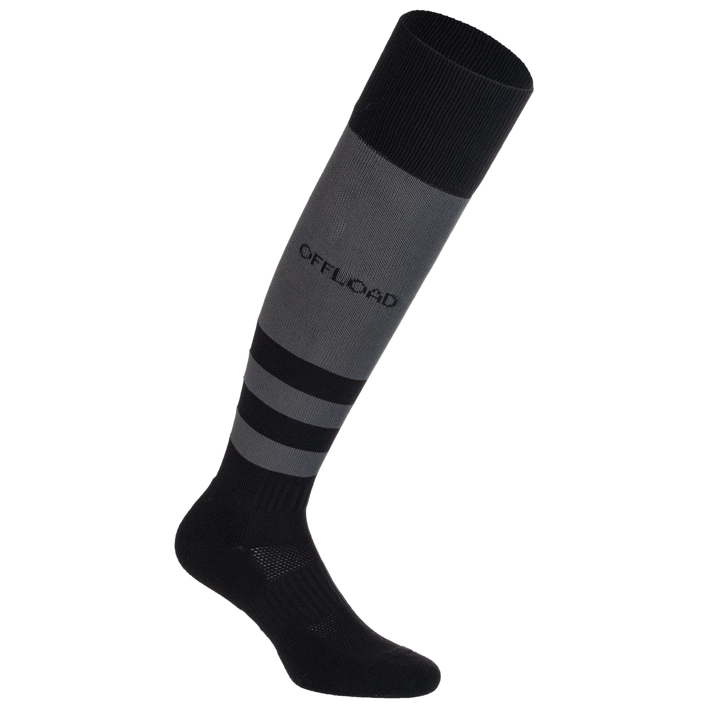 chaussettes hautes de rugby r500 noire grise - offload