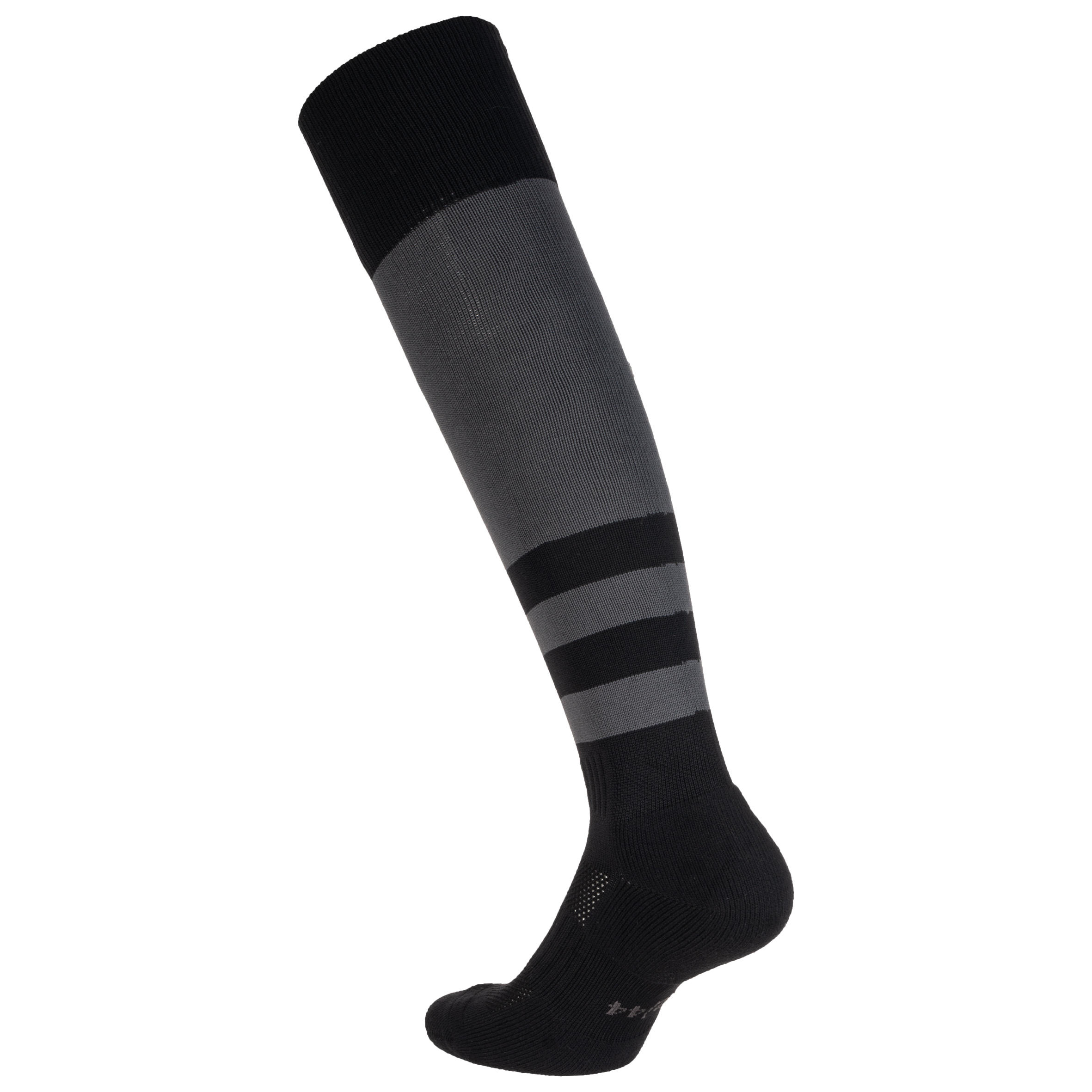 Chaussettes hautes de rugby R500 noire grise 5/8