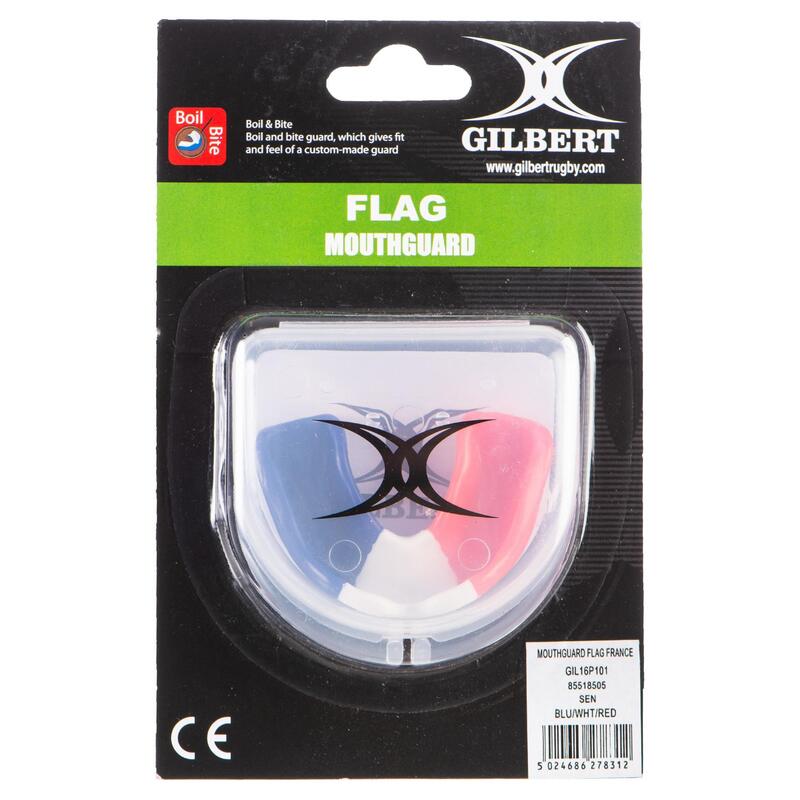 Protetor de Dentes de Rugby Adulto - GILBERT FRANCE A Azul Branco Vermelho