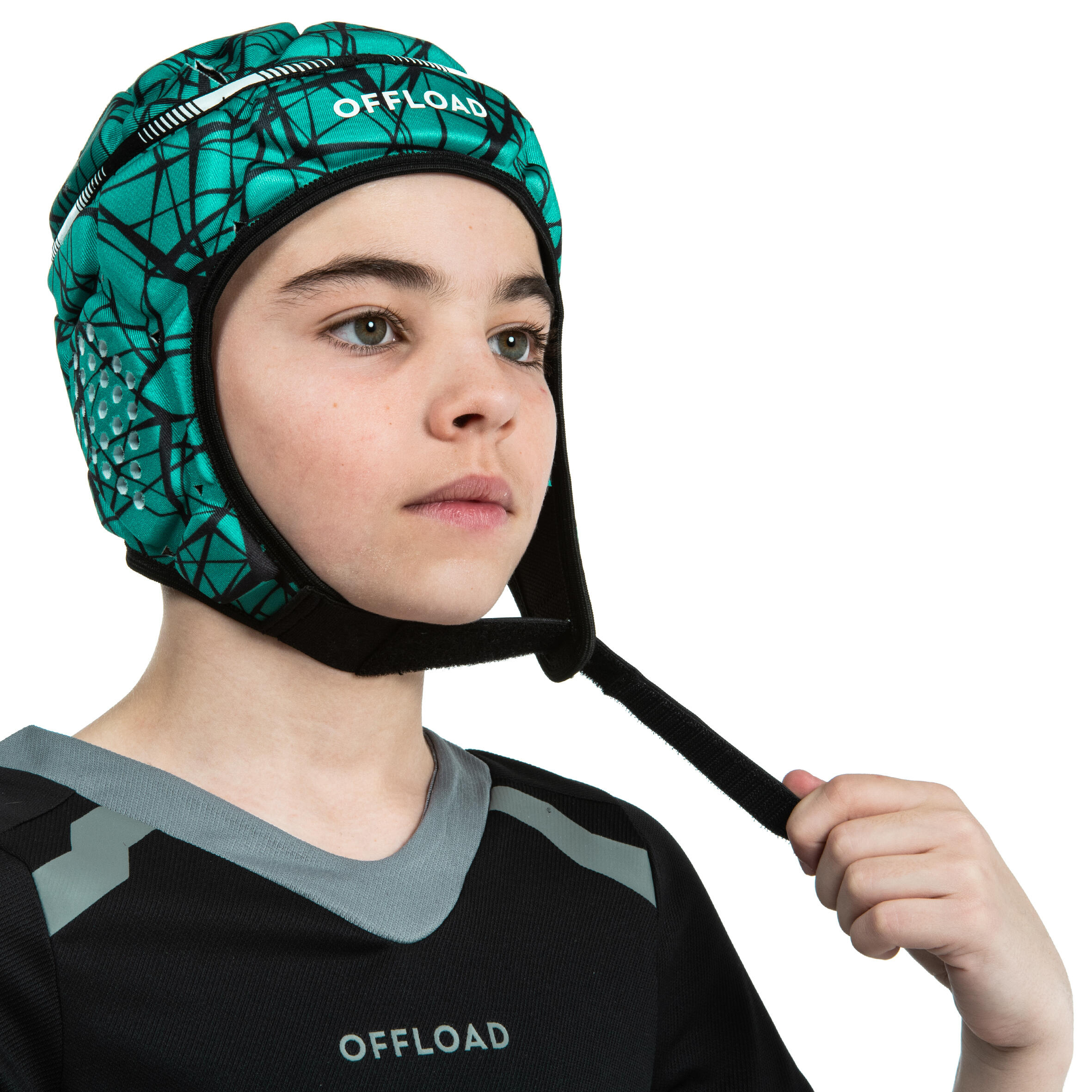 500 Junior Rugby Scrum Cap - Green/Black 8/13