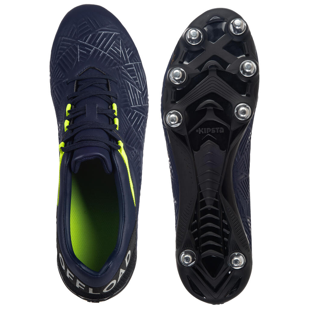 Soft Ground 8-Stud Rugby Boots Density R500 SG - Blue/Yellow