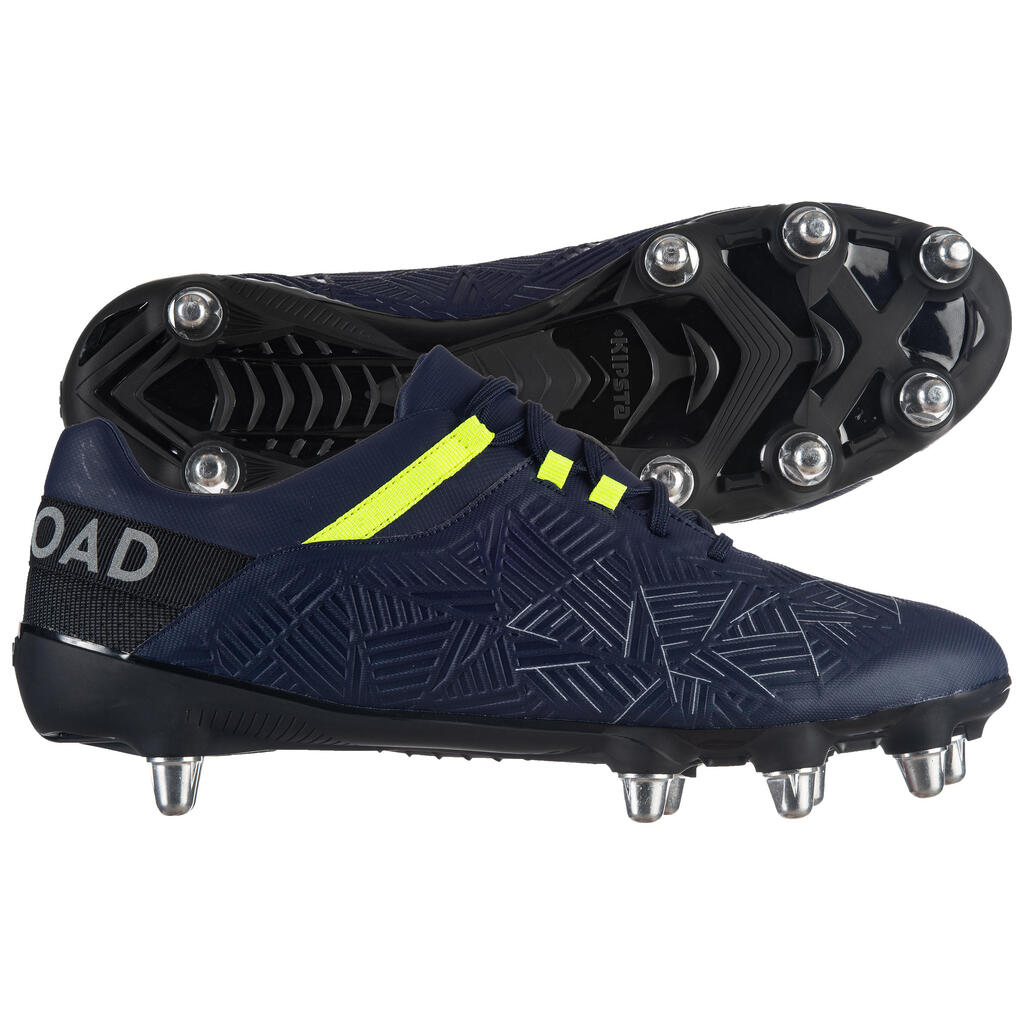 Soft Ground 8-Stud Rugby Boots Density R500 SG - Blue/Yellow