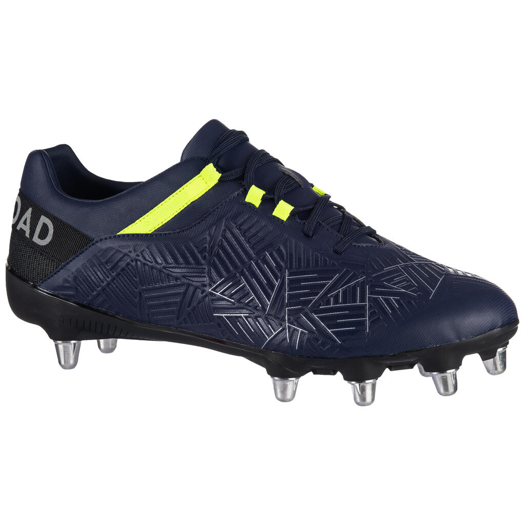 Soft Ground 8-Stud Rugby Boots Density R500 SG - Blue/Yellow