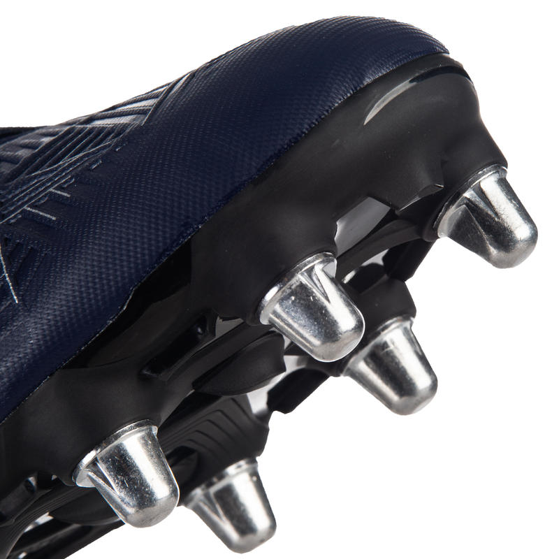 Soft Ground 8Stud Rugby Boots Density R500 SG Blue/Yellow Decathlon