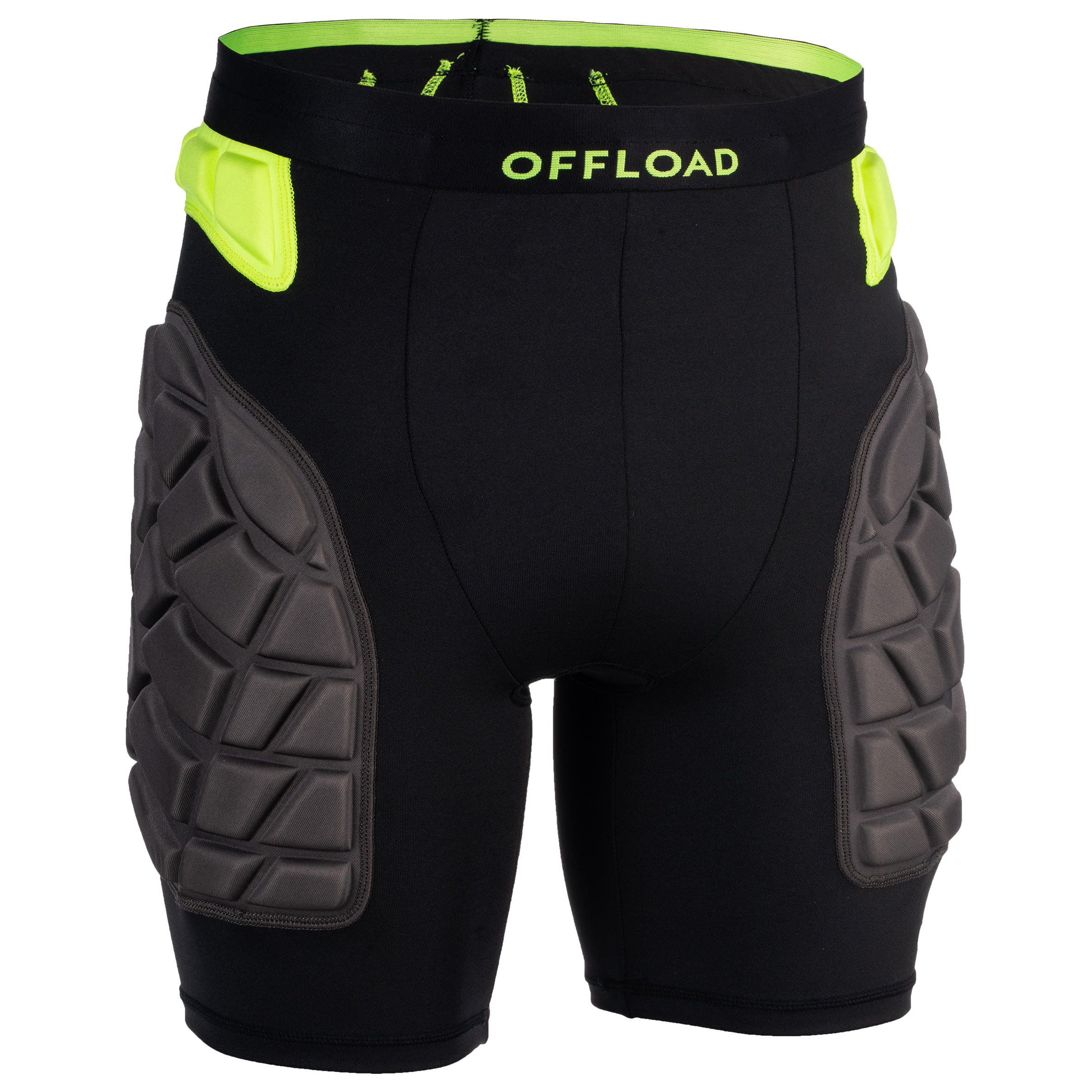 Short de protecci n rugby hombre R500 negro amarillo Decathlon