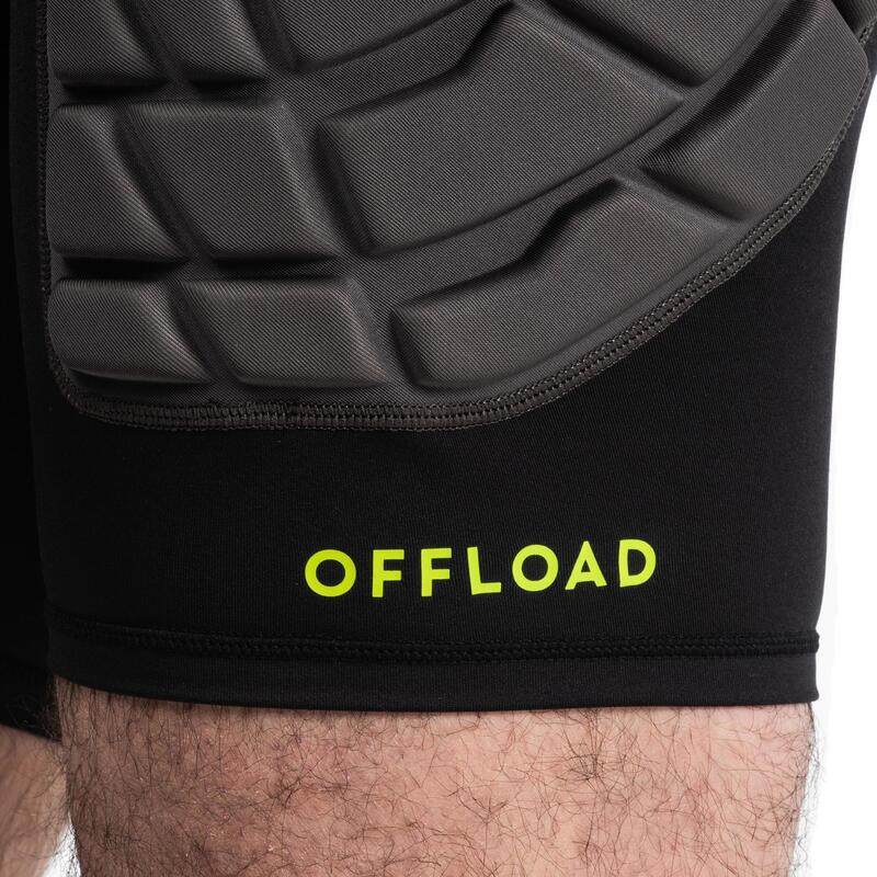 Pantalón Corto de Protección de Rugby R500 Hombre Negro Amarillo | Decathlon