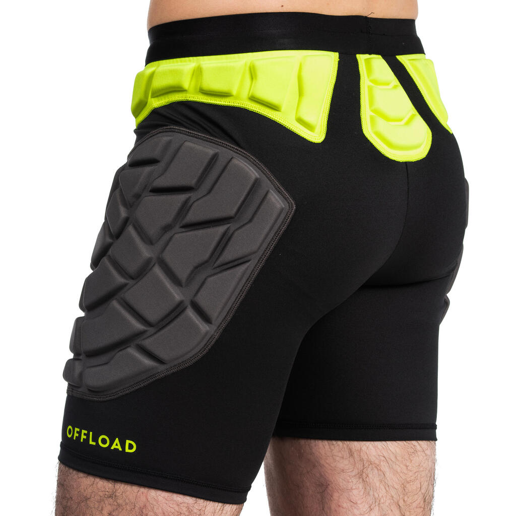 Sous-short de protection rugby homme - R500 Noir Jaune