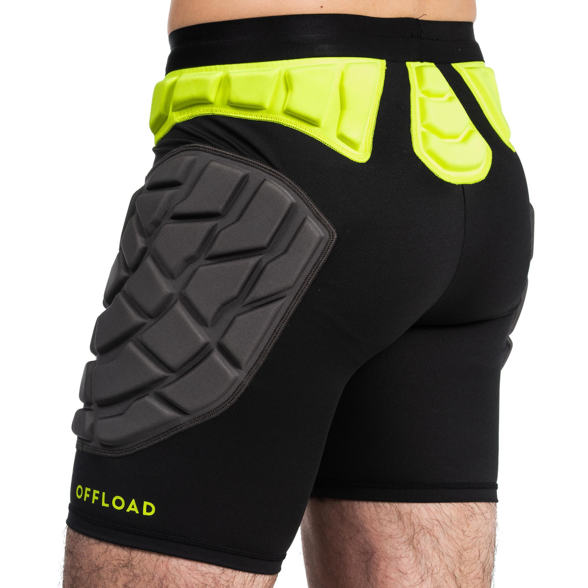 Men's rugby protection undershort - R500 Black Yellow