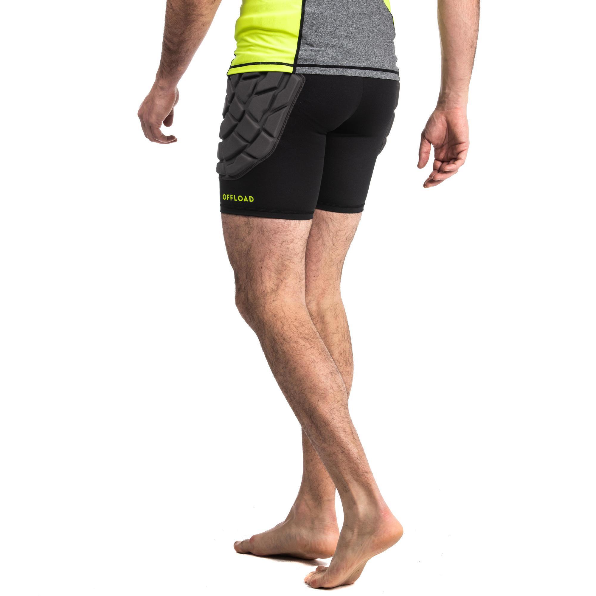 Men's rugby protection undershort - R500 Black Yellow