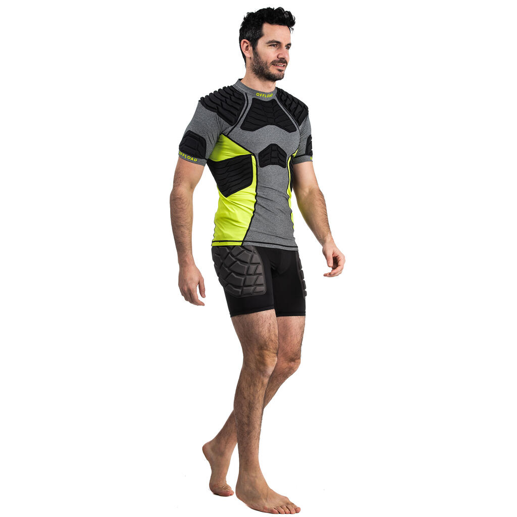 Sous-short de protection rugby homme - R500 Noir Jaune