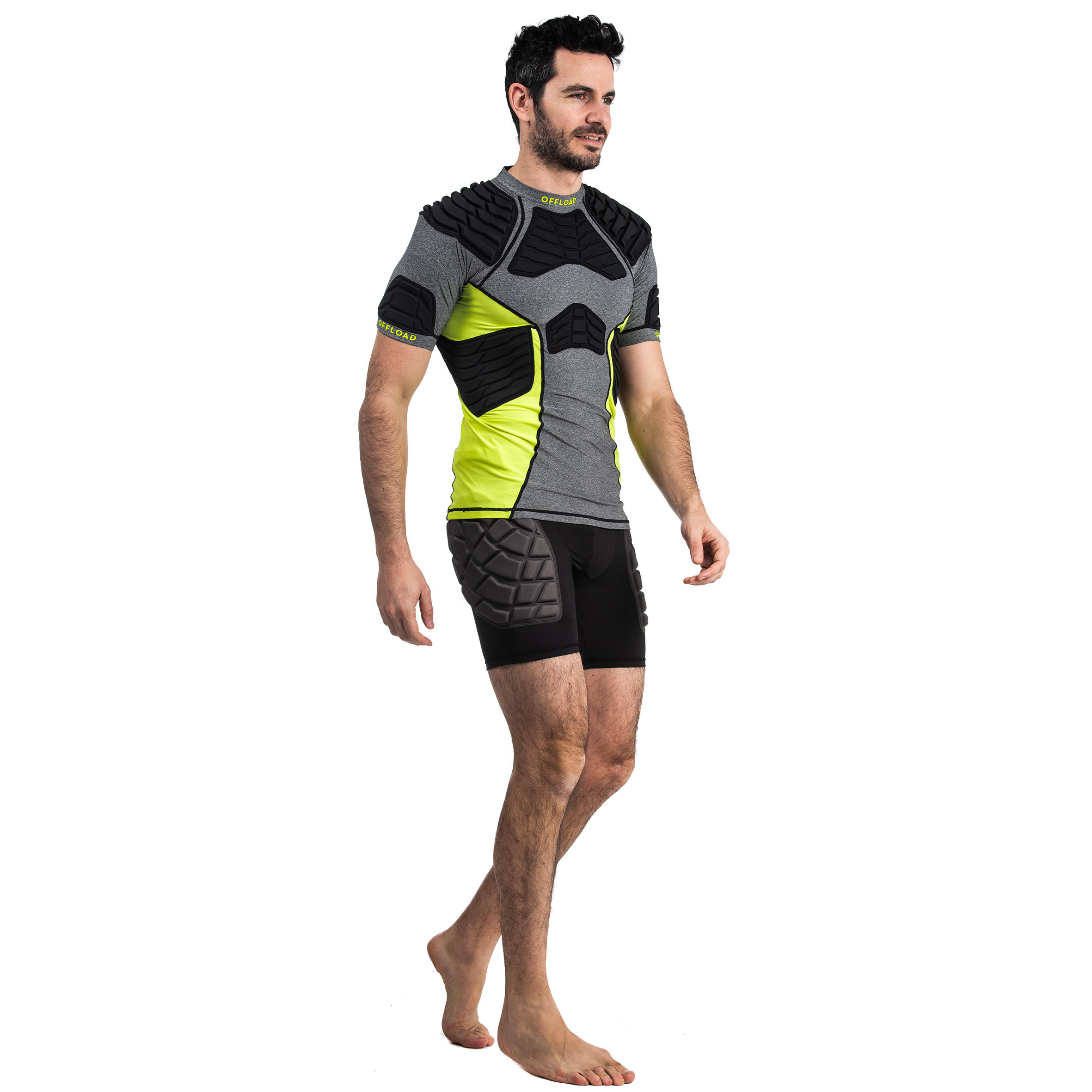 Men's Protective Rugby Undershorts R500 - Black/Yellow 5/9
