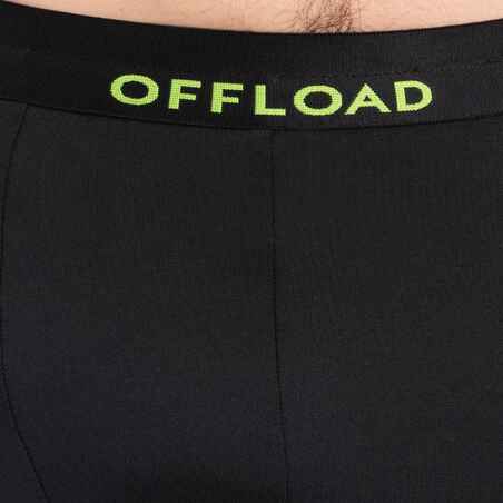 Pantalón Corto de Protección de Rugby Offload R500 Hombre Negro y Amarillo