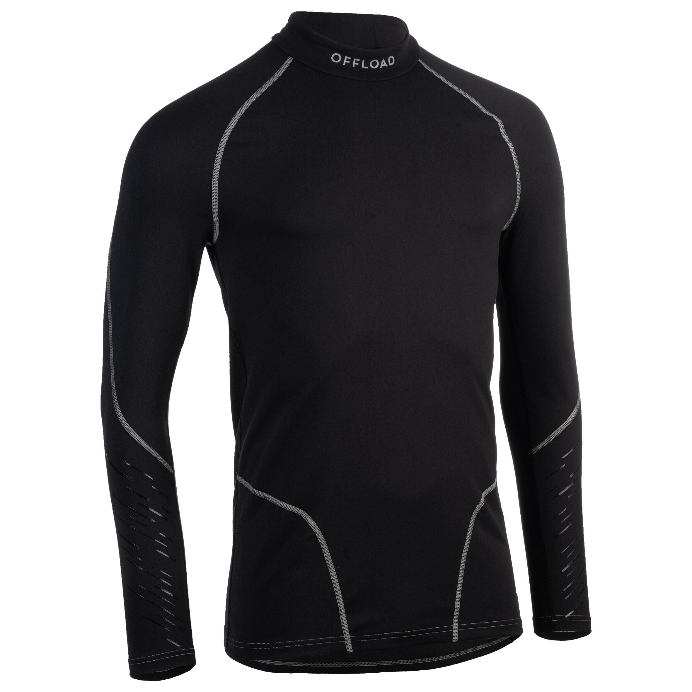 OFFLOAD Men's Long-Sleeved Rugby Base Layer Top R500 - Black