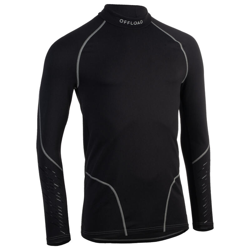 Men's Long-Sleeved Rugby Base Layer Top R500 - Black