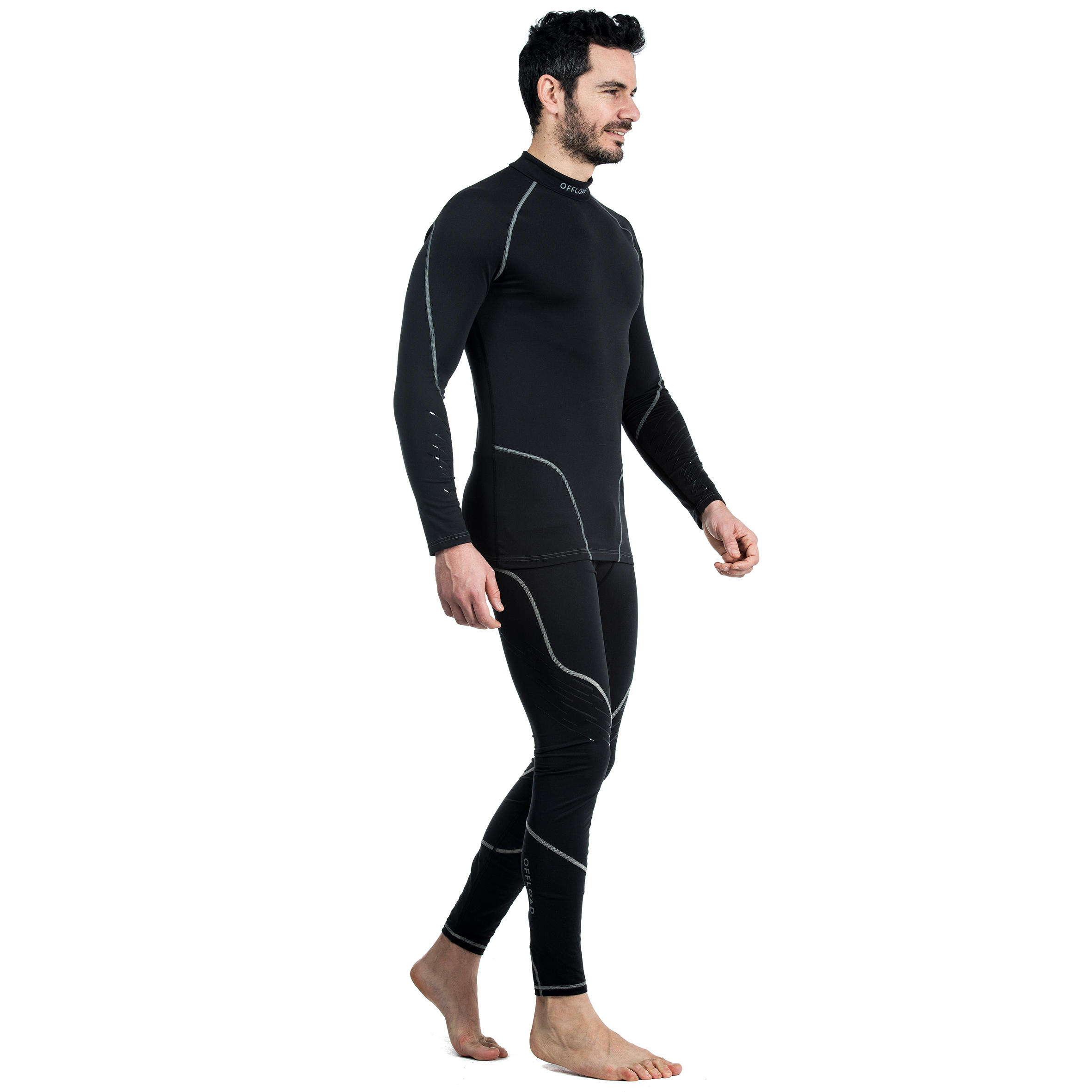 Men's Long-Sleeved Rugby Base Layer Top R500 - Black 10/10