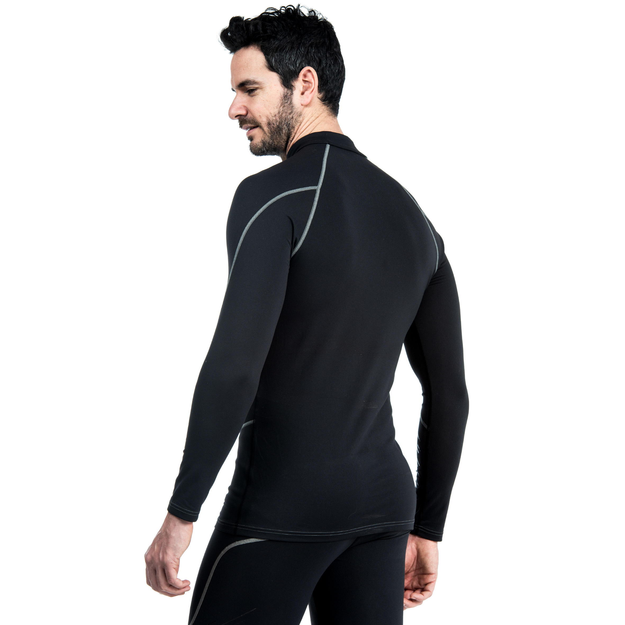 Men's Long-Sleeved Rugby Base Layer Top R500 - Black 9/10