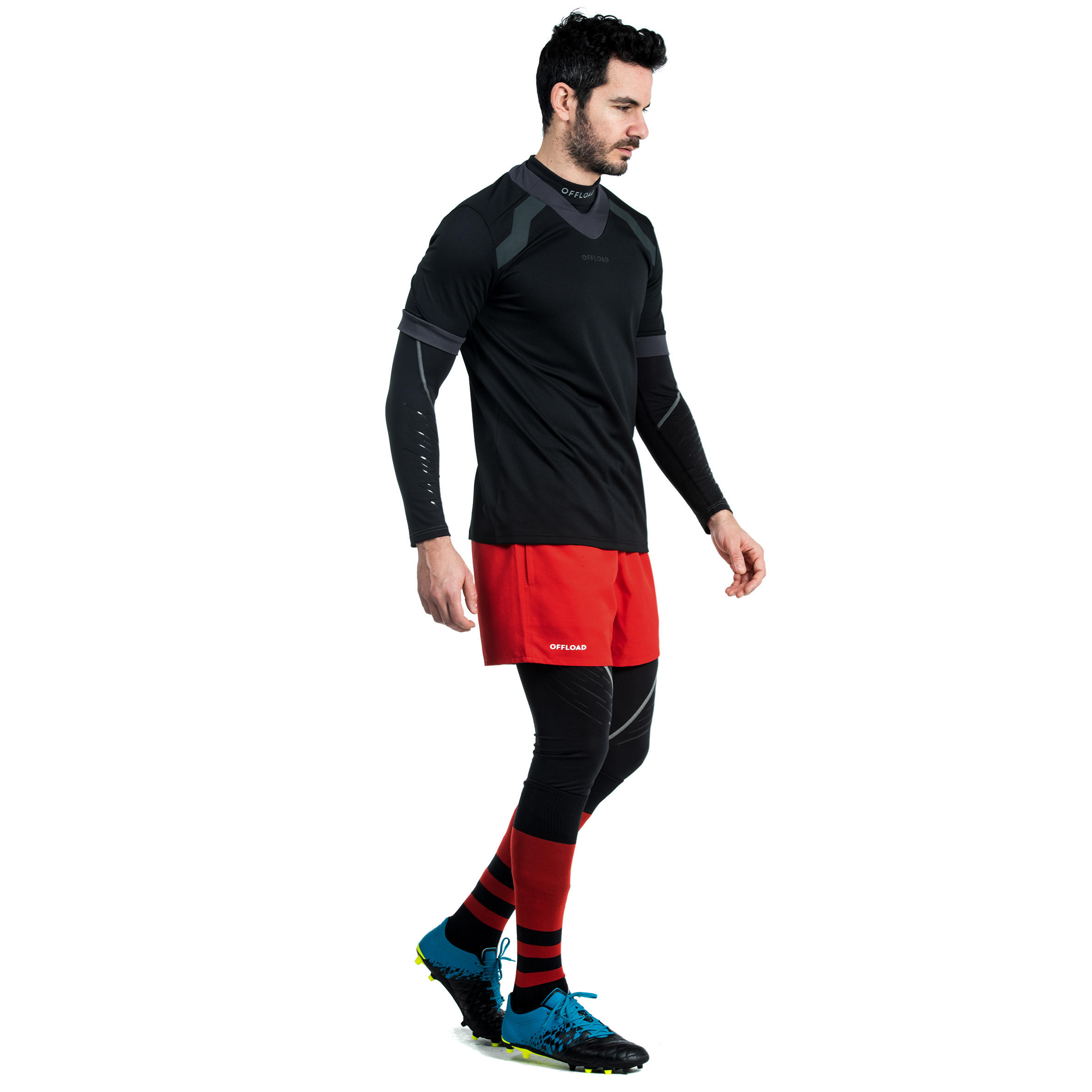 Men's Long-Sleeved Rugby Base Layer Top R500 - Black 8/10