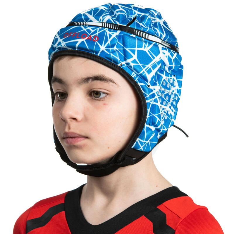 Kinder Rugby Kopfschutz - R500 blau/weiss
