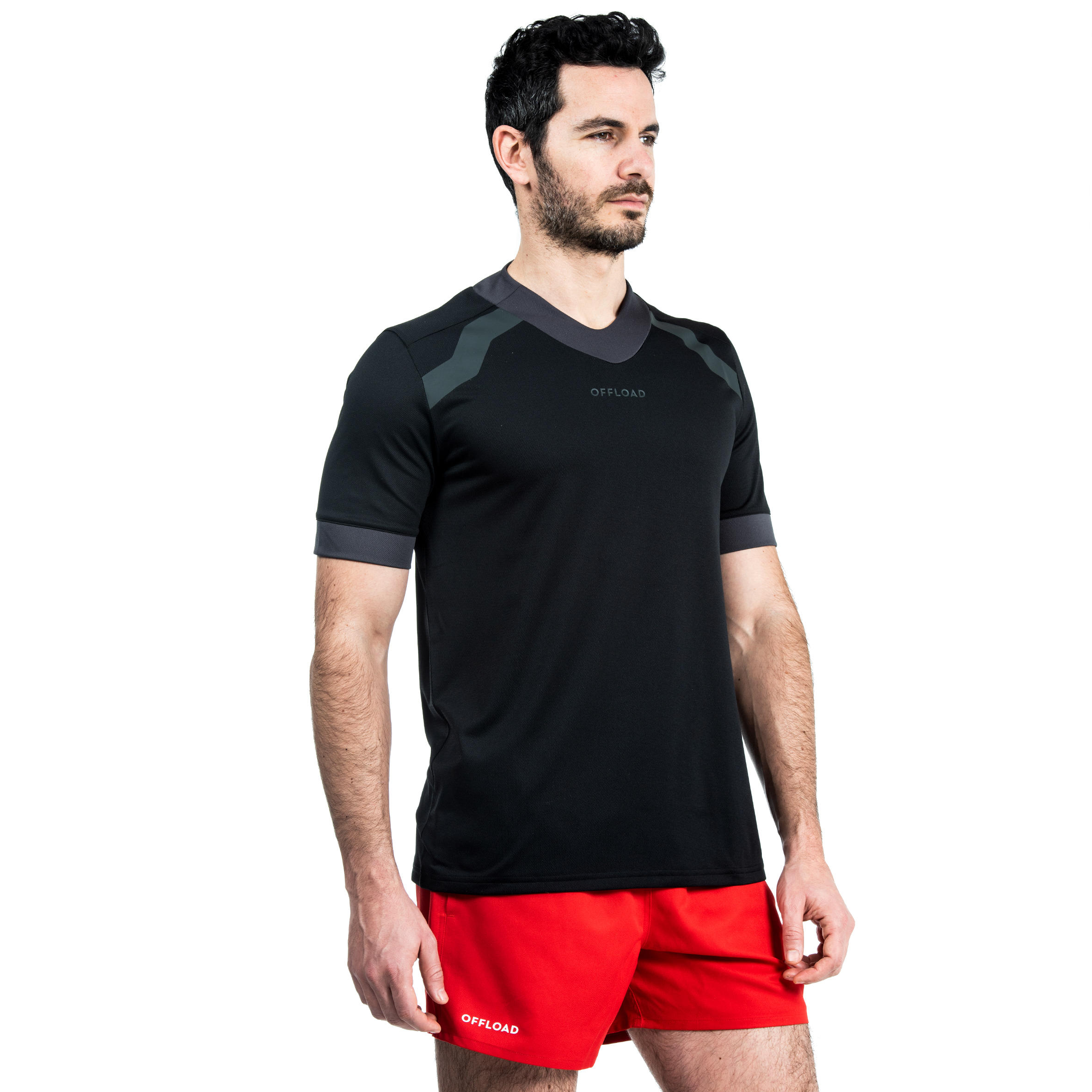 Short-Sleeved Rugby Shirt R100 - Black 2/7
