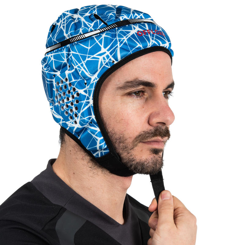 Adult Rugby Head Guard 500 Blue/White Decathlon