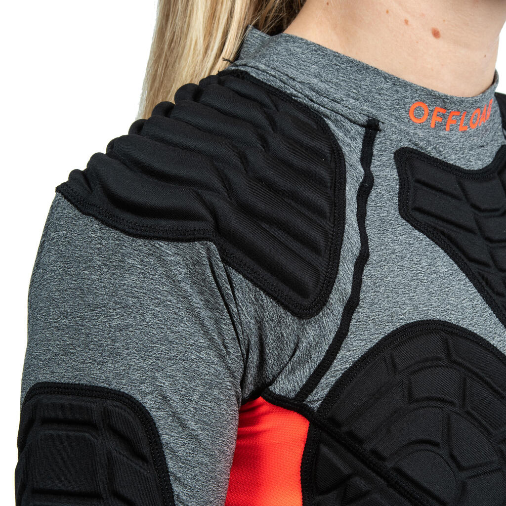 Women's Rugby Shoulder Pads R900 - Grey/Coral