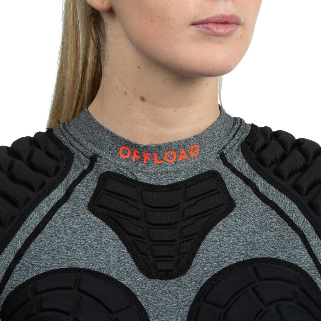 Women's Rugby Shoulder Pads R900 - Grey/Coral